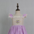 purple cotton poplin hand embroidery baby girl dresses